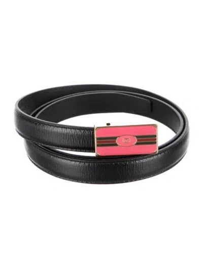 Pre-owned Gucci Web Accent Skinny Belt Kit In Black