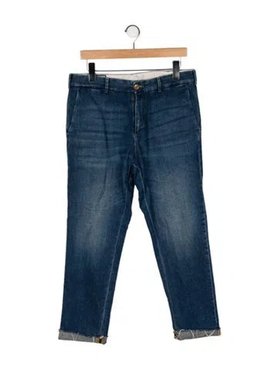 Pre-owned Gucci Web Accent Skinny Jeans In Blue