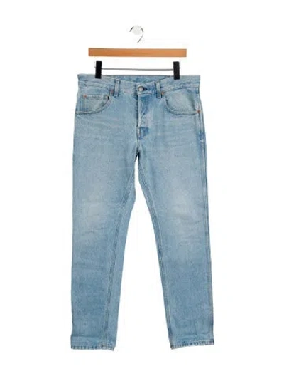 Pre-owned Gucci Web Accent Skinny Jeans In Blue