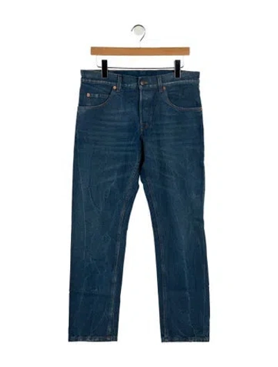 Pre-owned Gucci Web Accent Skinny Jeans In Blue