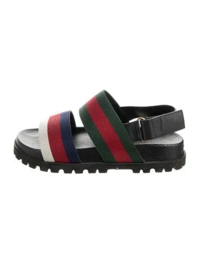 Pre-owned Gucci Web Accent Slingback Sandals In Multi