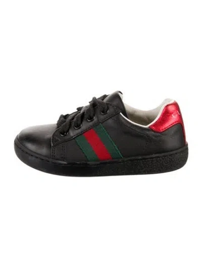Pre-owned Gucci Babies' Web Accent Sneakers In Black