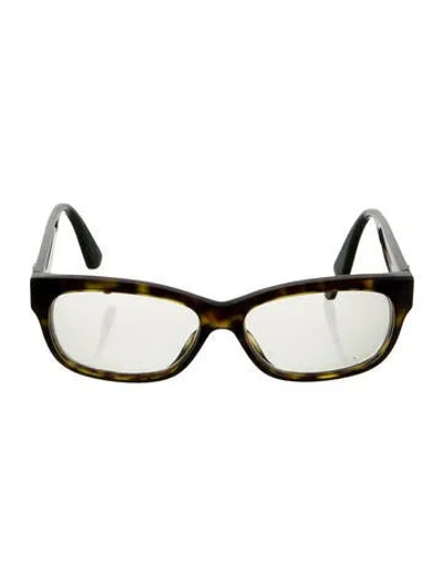 Pre-owned Gucci Web Accent Square Eyeglasses In Black