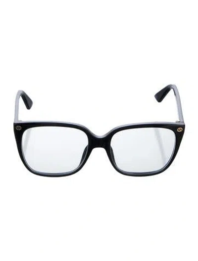 Pre-owned Gucci Web Accent Square Eyeglasses In Black