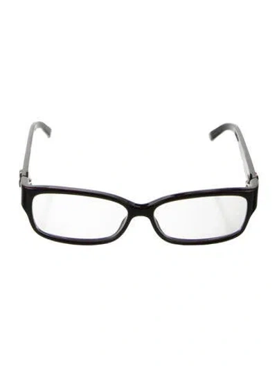Pre-owned Gucci Web Accent Square Eyeglasses In Black