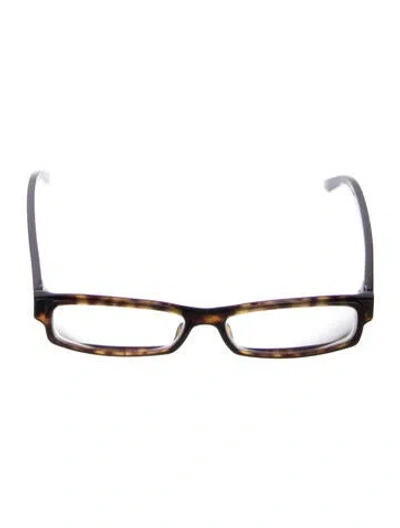 Pre-owned Gucci Web Accent Square Eyeglasses In Black