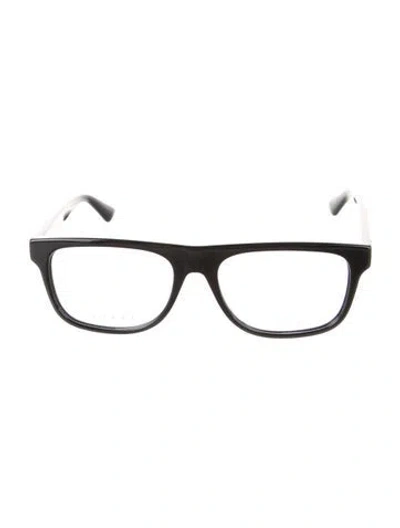 Pre-owned Gucci Web Accent Square Eyeglasses In Black