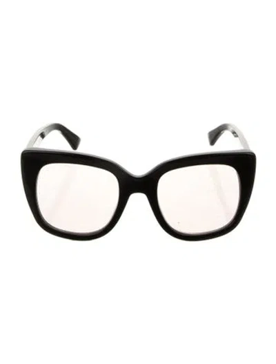 Pre-owned Gucci Web Accent Square Eyeglasses In Black