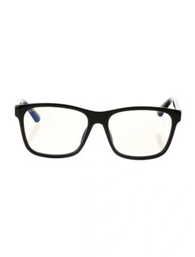 Pre-owned Gucci Web Accent Square Eyeglasses In Black