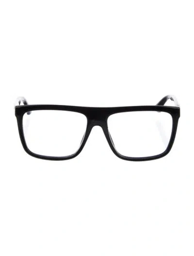 Pre-owned Gucci Web Accent Square Eyeglasses In Black