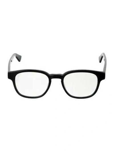 Pre-owned Gucci Web Accent Square Eyeglasses In Black
