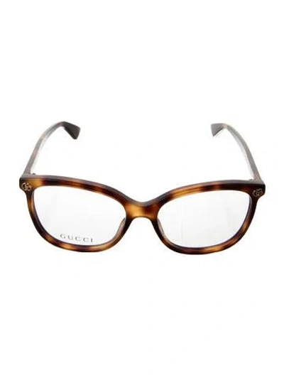 Pre-owned Gucci Web Accent Square Eyeglasses In Brown