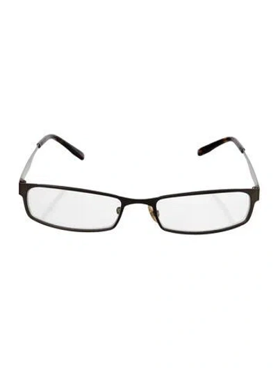 Pre-owned Gucci Web Accent Square Eyeglasses In Gold