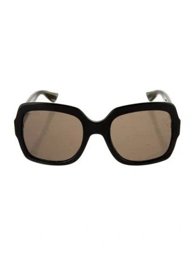 Pre-owned Gucci Web Accent Square Sunglasses In Black