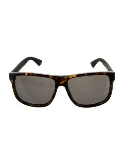 Pre-owned Gucci Web Accent Square Sunglasses In Brown