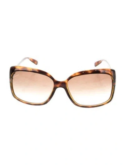 Pre-owned Gucci Web Accent Square Sunglasses In Brown