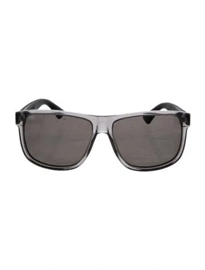 Pre-owned Gucci Web Accent Square Sunglasses In Gray
