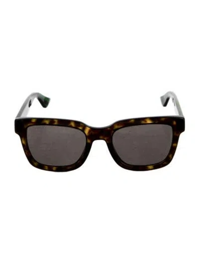 Pre-owned Gucci Web Accent Square Sunglasses W/ Tags In Brown