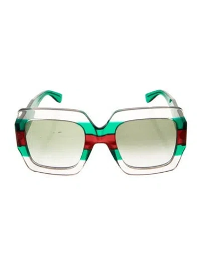 Pre-owned Gucci Web Accent Square Sunglasses W/ Tags In Transparent