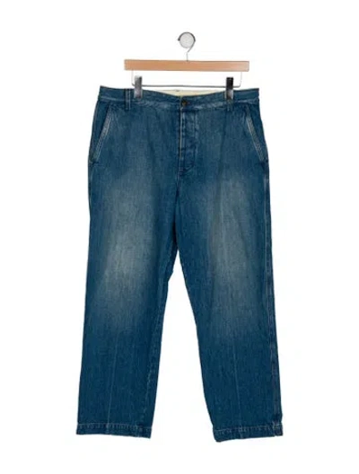 Pre-owned Gucci Web Accent Straight-leg Jeans In Blue