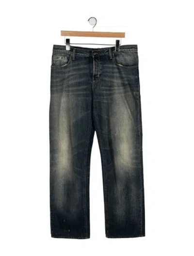 Pre-owned Gucci Web Accent Straight-leg Jeans In Blue