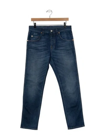 Pre-owned Gucci Web Accent Straight-leg Jeans In Blue