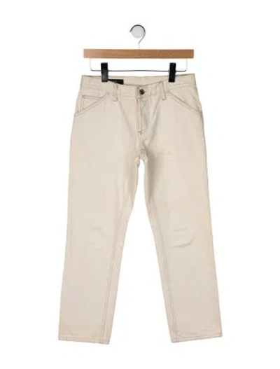 Pre-owned Gucci Web Accent Straight-leg Jeans In Neutral