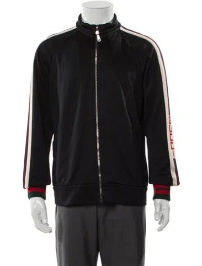 Pre-owned Gucci Web Accent Striped Bomber Jacket In Black