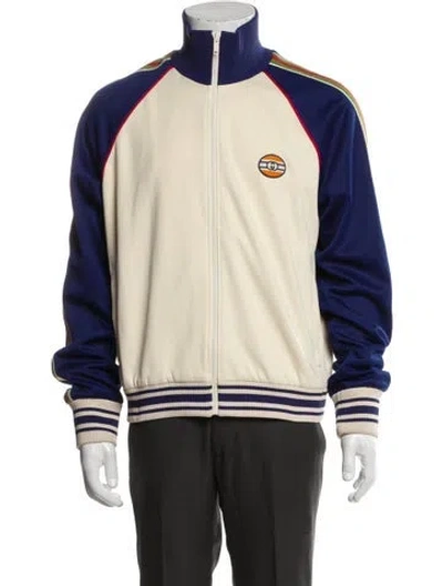 Pre-owned Gucci Web Accent Striped Bomber Jacket In Neutral