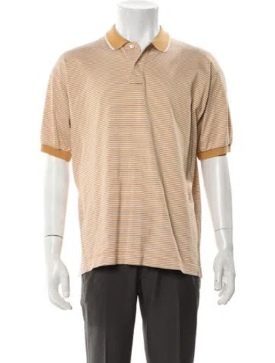 Pre-owned Gucci Web Accent Striped Polo Shirt In Yellow