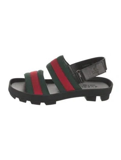 Pre-owned Gucci Web Accent Striped Sandals In Green