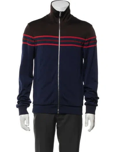 Pre-owned Gucci Web Accent Striped Windbreaker In Multi