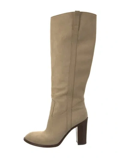 Pre-owned Gucci Web Accent Suede Boots In Multi