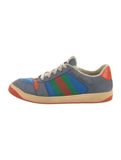 Pre-owned Gucci Web Accent Suede Sneakers In Multi
