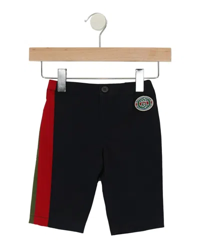 Pre-owned Gucci Web Accent Trousers In Navy Blue