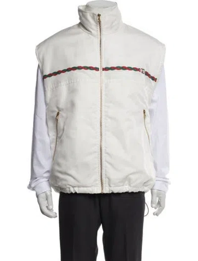 Pre-owned Gucci Web Accent Vest In White