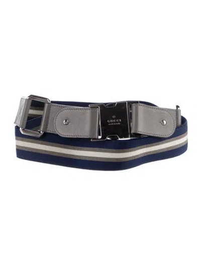 Pre-owned Gucci Web Accent Waist Belt In Blue
