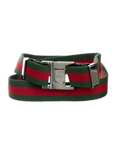 Pre-owned Gucci Web Accent Waist Belt In Green