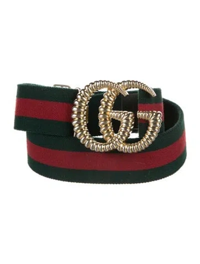 Pre-owned Gucci Web Accent Waist Belt In Green