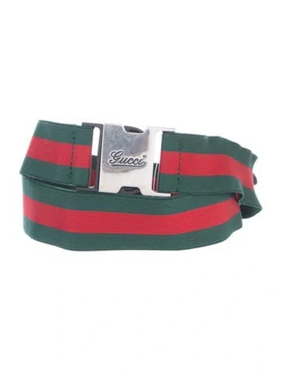 Pre-owned Gucci Web Accent Waist Belt In Multi
