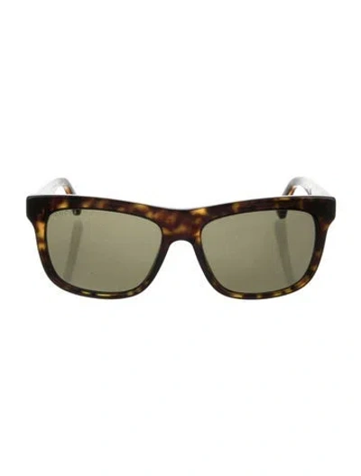 Pre-owned Gucci Web Accent Wayfarer Sunglasses In Brown