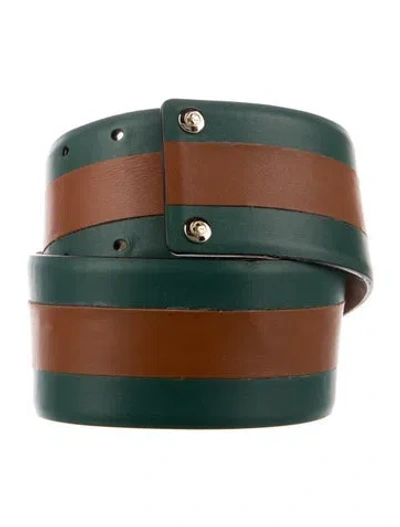 Pre-owned Gucci Web Accent Wide Waist Belt In Green