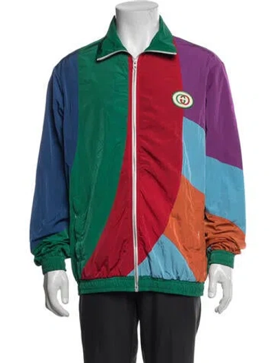 Pre-owned Gucci Web Accent Windbreaker In Green