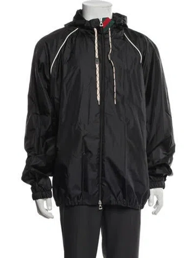 Pre-owned Gucci Web Accent Windbreaker In Grey