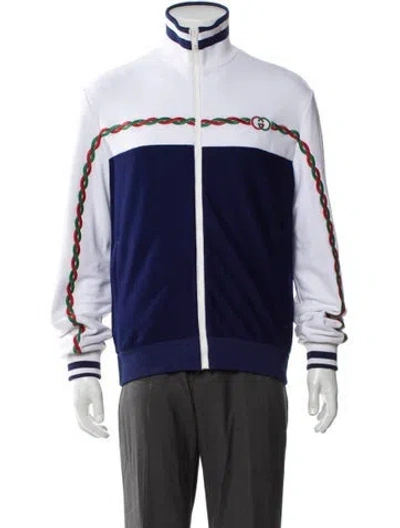 Pre-owned Gucci Web Accent Windbreaker In White