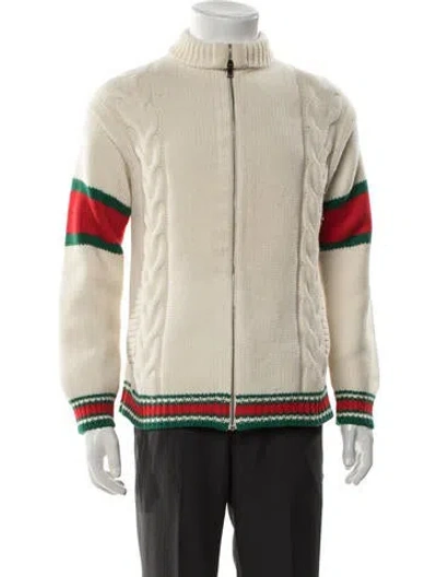 Pre-owned Gucci Web Accent Wool Cardigan In Neutral