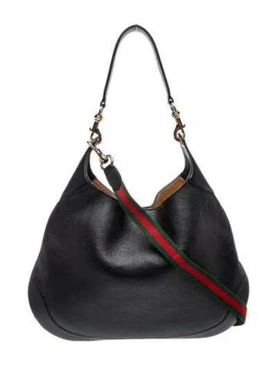 Pre-owned Gucci Web B Bag Maxi In Black