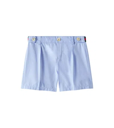 Gucci Baby Web Cotton Poplin Bermuda Shorts In Baby Blue