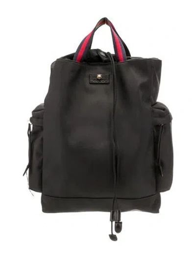 Pre-owned Gucci Web Backpack In Black