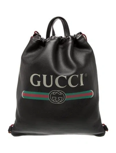 Pre-owned Gucci Web Backpack In Black